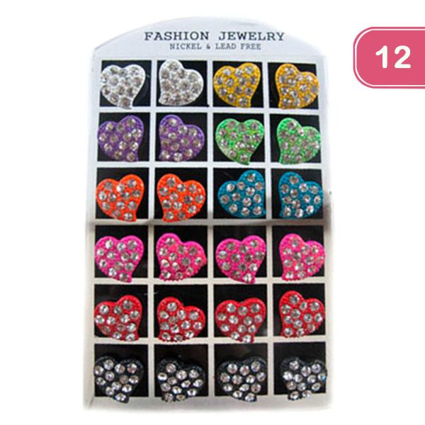 HEART RHINESTONE STUD EARRING (12 UNITS)