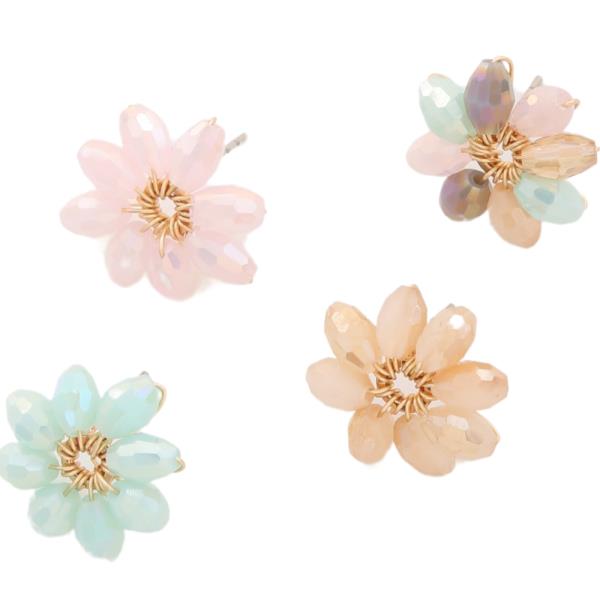 FLOWER BEADED POST EARRING