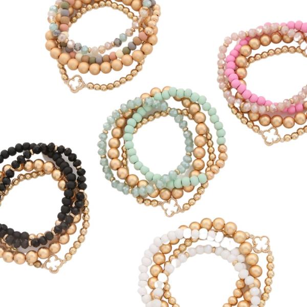 4 SET CRYSTAL CLOVER ACCENT BEADS & CCB BRACELET