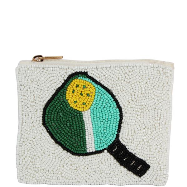 SEED BEAD PICKLEBALL COIN PURSE BAG