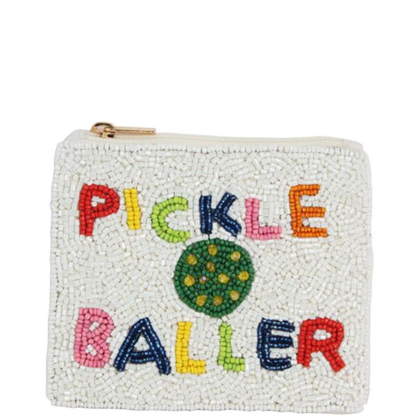 SEED BEAD PICKLEBALL COIN PURSE BAG
