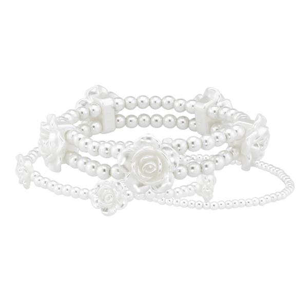 PEARL FLOWER 3 SET STRETCH BRACELET