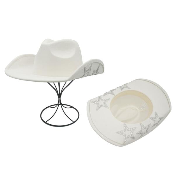 RHINESTONE STAR BOTTOM TRIMMED COWBOY HAT