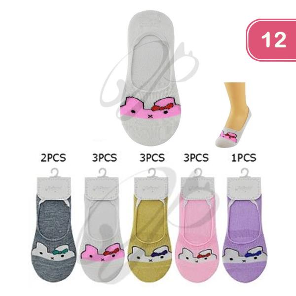 CUTE BUNNY NO SHOW SOCKS (12 UNITS)