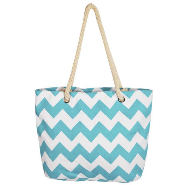 ZIG ZAG PATTERN CANVAS TOTE BEACH BAG