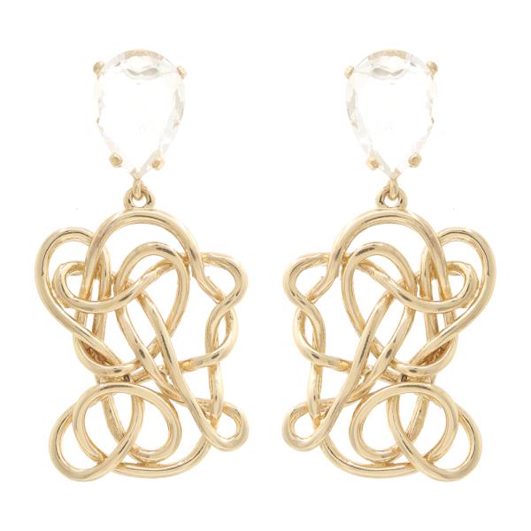 CRYSTAL GEM LARGE KNOT DANGLE EARRING