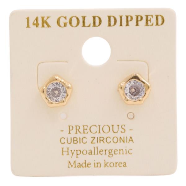 14K GOLD DIPPED CZ STONE STUD EARRING