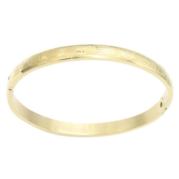 STAINLESS STEEL ROMAN NUMERALS HINGED BRACELET