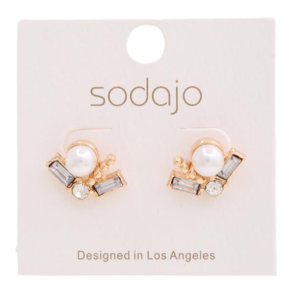 SODAJO GOLD DIPPED CZ STUD EARRING