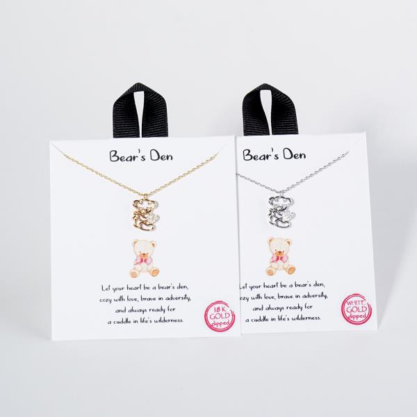 18K GOLD RHODIUM DIPPED BEARS DEN NECKLACE
