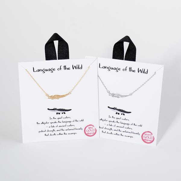 18K GOLD RHODIUM DIPPED LANGUAGE OF THE WILD CROCODILE NECKLACE