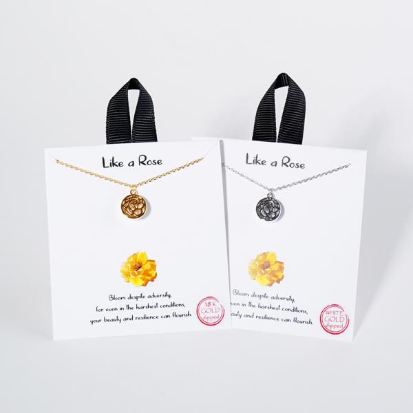 18K GOLD RHODIUM DIPPED LIKE A ROSE NECKLACE