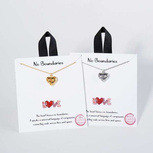 18K GOLD RHODIUM DIPPED NO BOUNDARIES HEART NECKLACE