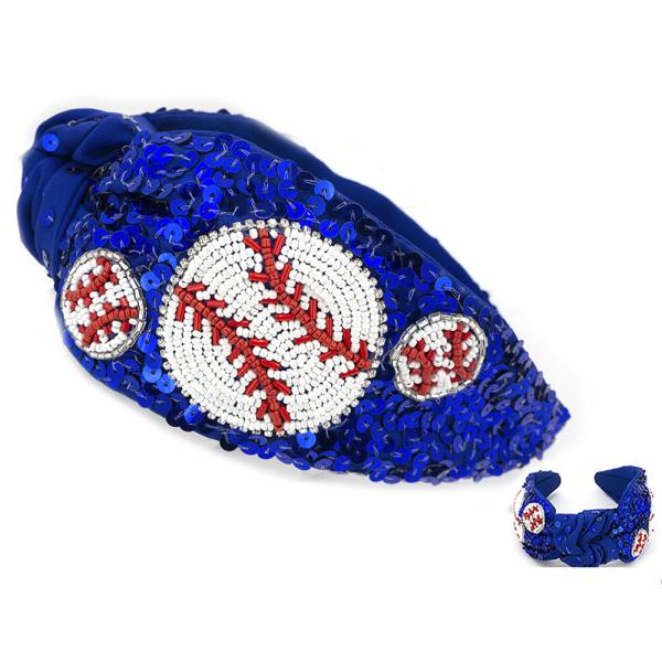 SEED BEAD SEQUIN BASEBALL HEADBAND