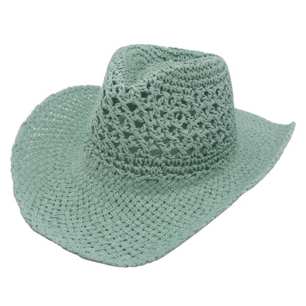 STRAW WEAVE COWBOY FEDORA WITH STRAP