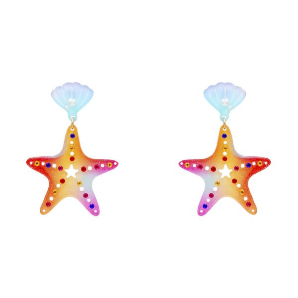 SEA LIFE STARFISH SHELL DANGLE EARRING