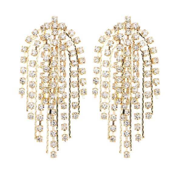 RHINESTONE TASSEL POST EARRING