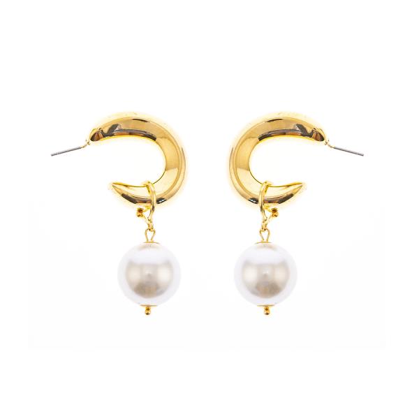 OVAL HOOP PEARL EARRING