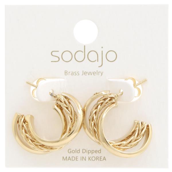 SODAJO TRIPLE OPEN HOOP GOLD DIPPED EARRING