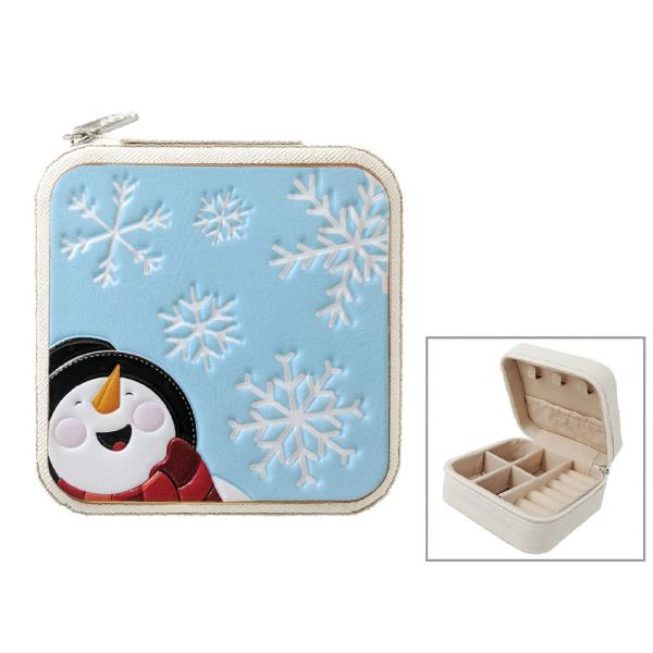 SNOWMAN CHRISTMAS TOOLED ORGANIZER LEATHER JEWELRY BOX