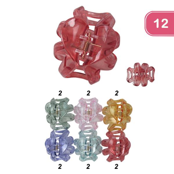 CLEAR HAIR CLAW CLIPS (12 UNITS)
