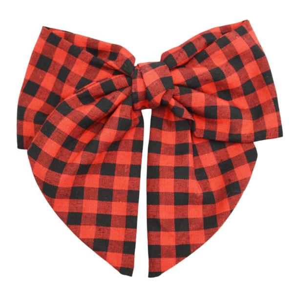 CHECKER RIBBON HAIR BOW