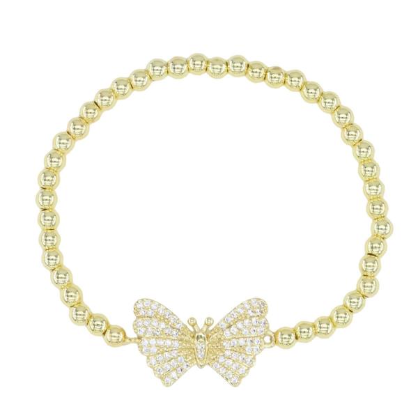 CZ BUTTERFLY STAINLESS STEEL STRETCH BRACELET