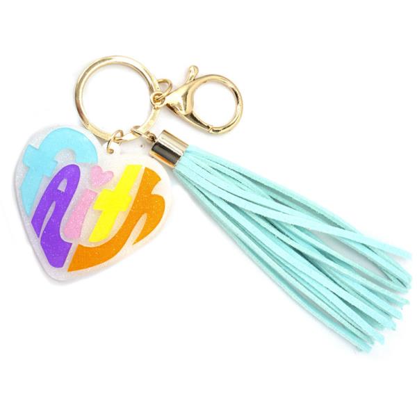FAITH HEART KEYCHAIN WITH TASSEL