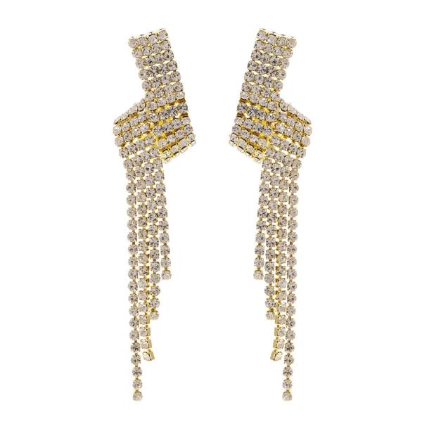 RHINESTONE FRINGE FOLDED DROP EARRING