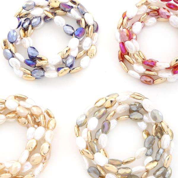 5 ROW MIXED MATERIAL BRACELET