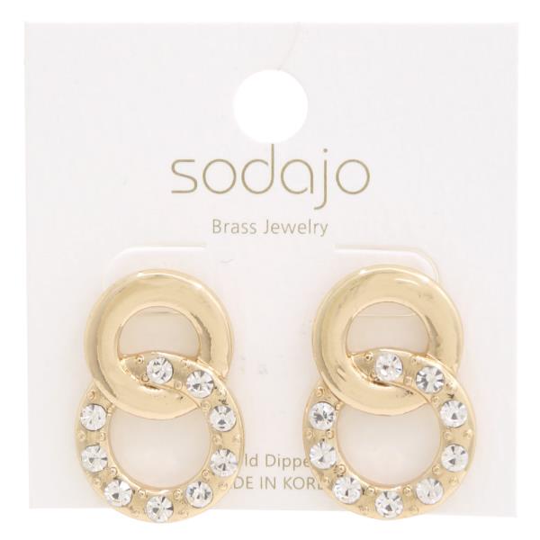 SODAJO DOUBLE CIRCLE LINK GOLD DIPPED METAL EARRING