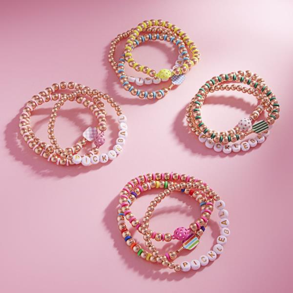 PICKLEBALL SHAPED 3 SET STRETCH BRACELET