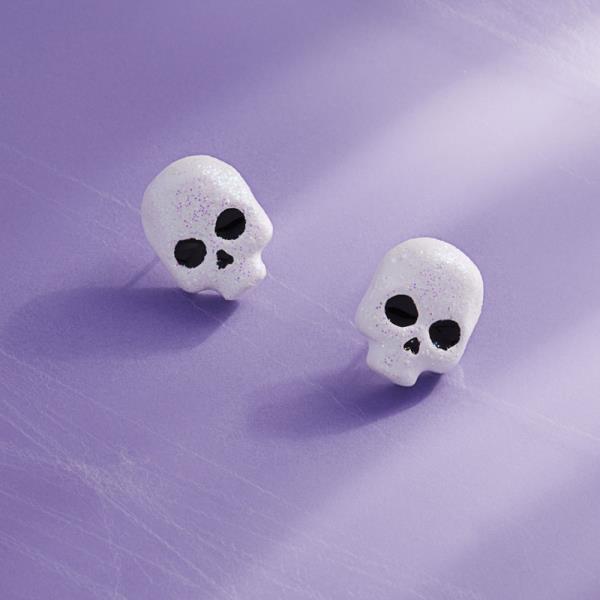 HALLOWEEN SKULL SHAPED ENAMEL TITANIUM EARRING