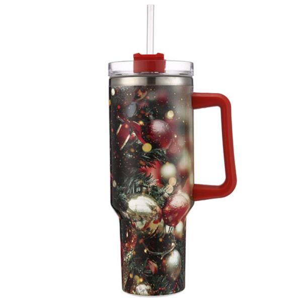 CHRISTMAS 40 OZ CUP TUMBLER WITH HANDLE STRAW