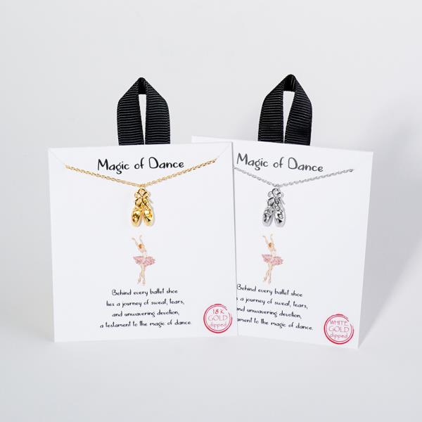 18K GOLD RHODIUM MAGIC OF DANCE BALLET SHOE NECKLACE
