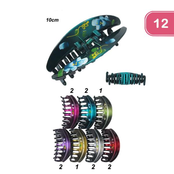 FLOWER PRINT HAIR CLIPS (12 UNITS)