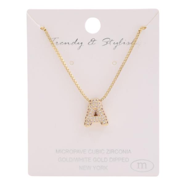 GOLD WHITE GOLD DIPPED INITIAL PENDANT NECKLACE
