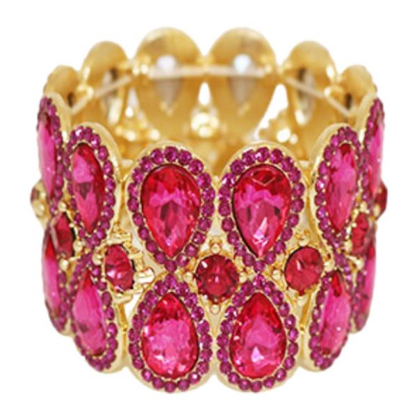 TEARDROP COLOR RHINESTONE STRETCH BRACELET