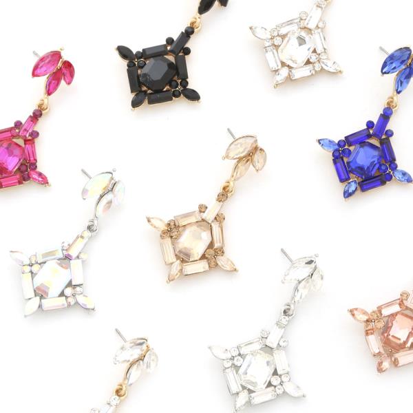 COLOR RHINESTONE DANGLE EARRING