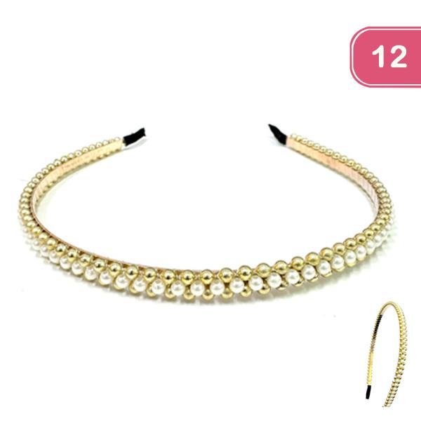 PEARL BEAD HEADBAND (12 UNITS )