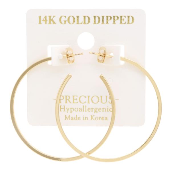 14K GOLD DIPPED HYPOALLERGENIC OPEN HOOP EARRING