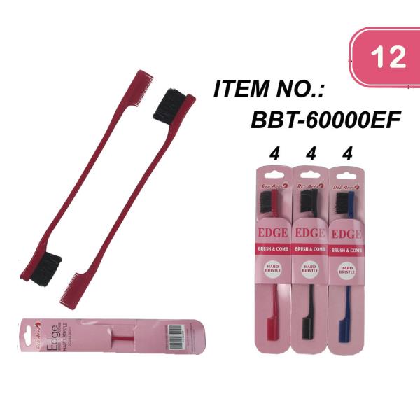 EDGE BRUSH & COMB HARD BRISTLE (12 UNITS)