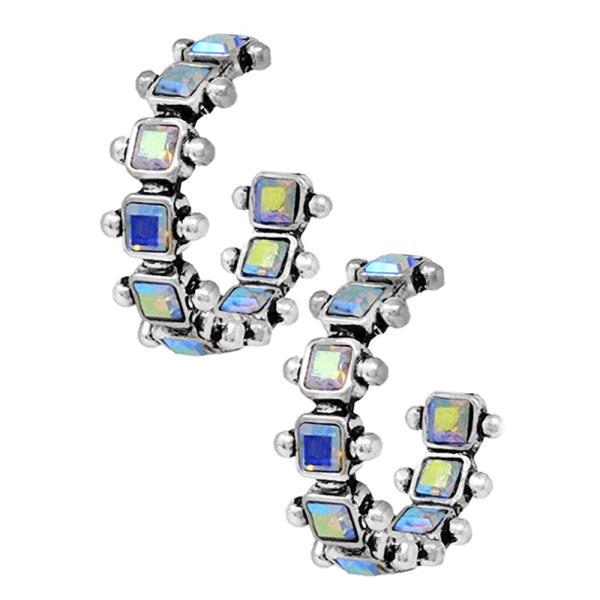 WESTERN RHINESTONE HOOP EARRING