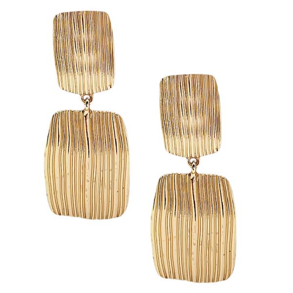 DOUBLE METAL RECTANGLE DANGLE EARRING