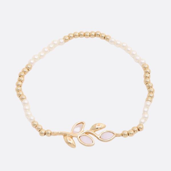 MOTHER OF PEARL LEAF BEADED BRACELET
