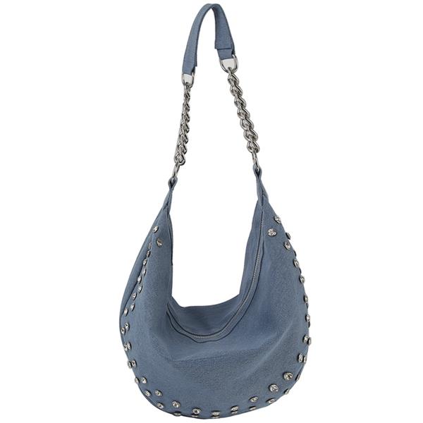 PLAIN DENIM SHOULDER HOBO BAG