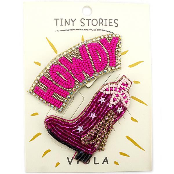 SEED BEAD WESTERN BOOTS HOWKY BROOCH PIN SET