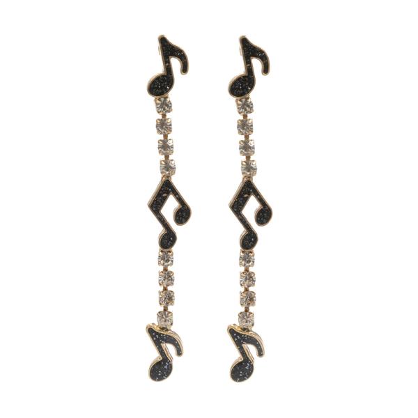 MUSCIAL NOTES RHINESTONE LINEAR DROP EARRING