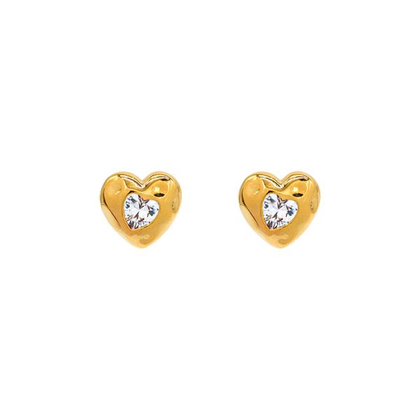 SECRET BOX HEART 14K GOLD DIPPED HEART CZ STUD EARING