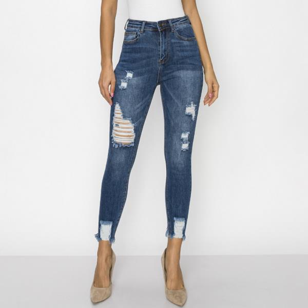 ($11.83 x 15PCS) AUTHENTIC DENIM ANKLE SKINNY WITH HEM DESTRUCTION